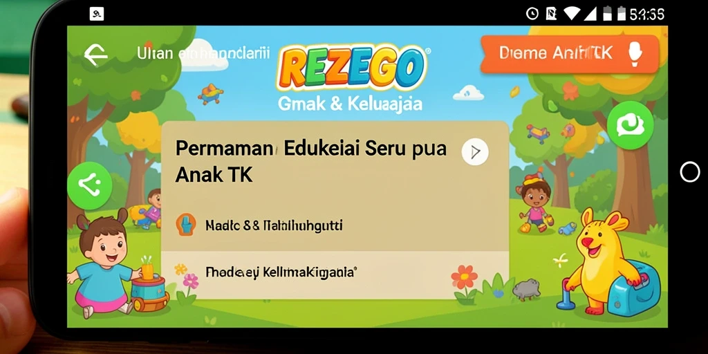 Antarmuka REZEGO yang ceria dan intuitif untuk anak-anak.