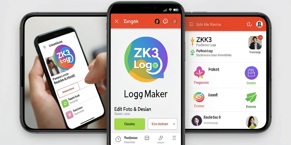 Antarmuka aplikasi ZK3 yang inovatif untuk pembuatan logo.